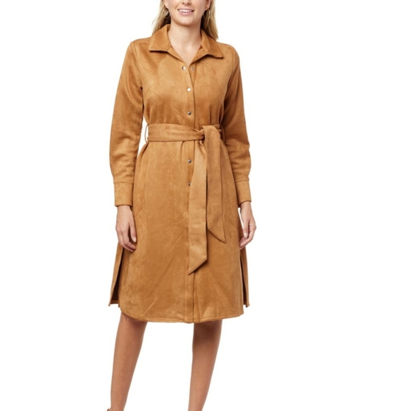 New! Everyday Jones Faux Suede Belted Duster Camel Brown 3X - Picture 1 of 14